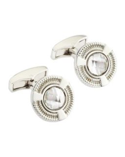 Round Snake Motif Cuff Links, Clear