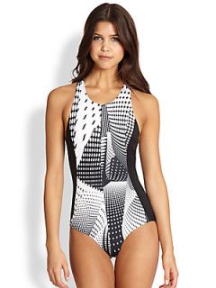 Clover Canyon One Piece Torqued Walls Swimsuit   Black