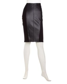 Leather Front Pencil Skirt