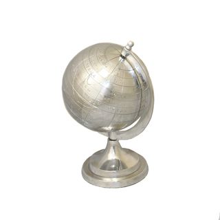 Global Appeal Aluminum Decorative 13 inch Globe (SilverMaterials AluminumQuantity One (1) pieceDimensions 13 inches high x 9 inches wide x 9 inches long )