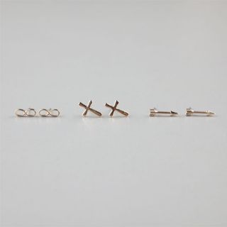Infinity/Arrow/Cross Stud Earrings Gold One Size For Women 228659621