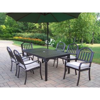 Oakland Living Rochester 67 x 40 in. Patio Dining Set with Cantilever Umbrella