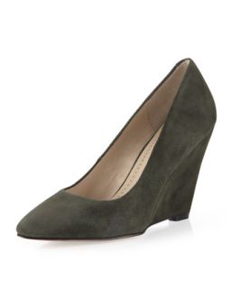 Maia Suede Wedge Pump, Army