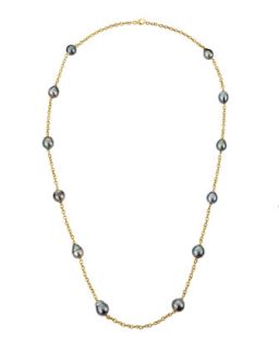 14 Karat Yellow Gold Tincup Tahitian Pearl Necklace