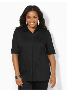 Catherines Plus Size Pintuck Sateen Blouse   Womens Size 1X, Black