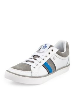 Thaw Mesh Leather Tie Up Sneaker, Natural Gray