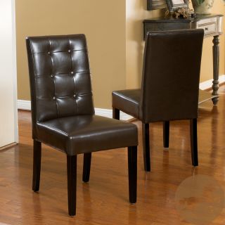 Christopher Knight Home Roland Brown Bonded Leather Dining Chairs (set Of 2)