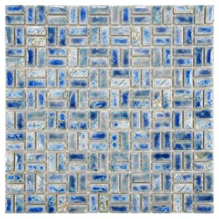 Somertile 12 inch Samoan Weave Neptune Blue Porcelain Mosaic Tiles (pack Of 10)
