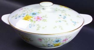 Royal Doulton Elegy Round Covered Vegetable, Fine China Dinnerware   Pastel Flow