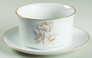 Johann Haviland Gold Rose Gravy Boat with Attached Underplate, Fine China Dinner