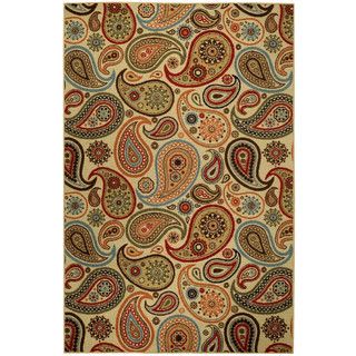 Rubber Back Ivory Paisley Floral Non skid Area Rug (33 X 5)