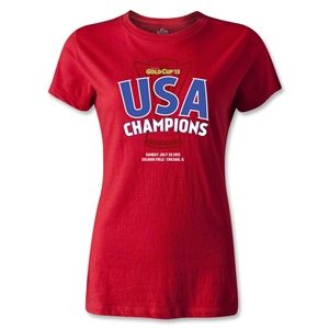 hidden USA CONCACAF Gold Cup 2013 Champions Womens T Shirt (Red)