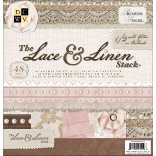 Lace and Linen Paper Stack 12x12 48 Sheets