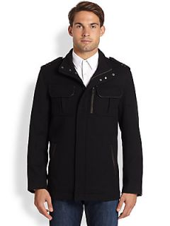 Cole Haan Modern Twill Military Jacket   Black