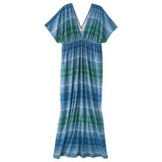 Merona Womens Plus Size Short Sleeve Maxi Dress   Blue/Green 4