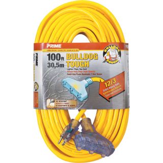 Prime Wire & Cable Bulldog Tough Outdoor Extension Cord with Triple Tap   100ft.