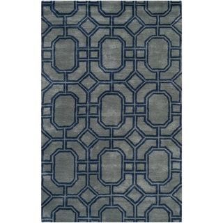 Safavieh Handmade Soho Grey/ Dark Blue New Zealand Wool/ Viscose Rug (36 X 56)
