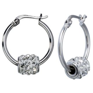 Silver Plate Hoop Earrings with Crystals   Silver