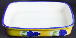 Dansk St. Tropez Rectangular Baker, Fine China Dinnerware   Blue Flowers On Yell