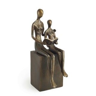 Woman and Child Reading Bronze Sculpture
