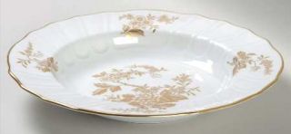 Spode Louvain Rim Soup Bowl, Fine China Dinnerware   Gold Flowers And Leaves, Sc