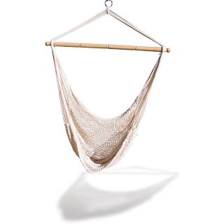 Hammock Net Chair (NaturalMaterial Cotton polyester ropeComforms to body positionPacks down to a small sizeNetting is all natural fibersLight and breathable nettingNo assembly requiredSimple installation220 pound weight capacity Spreader bar is made of I