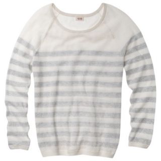 Mossimo Supply Co. Juniors Long Sleeve Mesh Pullover Sweater   Gray/Cream 2