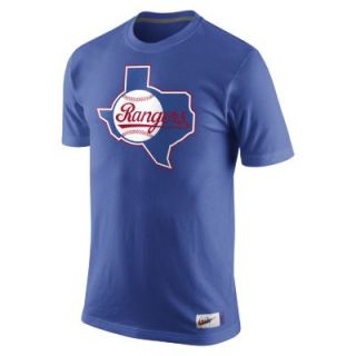 Nike Cooperstown Washed Dugout Logo 1.4 (MLB Rangers) Mens T Shirt   Royal