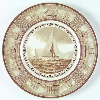 Wedgwood American Sailing Ship Brown Dinner Plate, Fine China Dinnerware   Brown