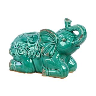 Turquoise Ceramic Elephant (TurquoiseDimensions 7.5 inches high x 11 inches wide x 5.5 inches deep CeramicColor TurquoiseDimensions 7.5 inches high x 11 inches wide x 5.5 inches deep)