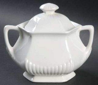 Adams China Empress Sugar Bowl & Lid, Fine China Dinnerware   White,Inner Ribbin