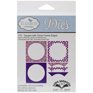 Elizabeth Craft Pop It Up Metal Dies By Karen Burniston square W/circle Frame Edges