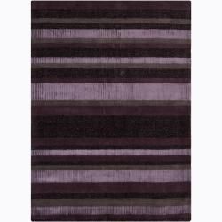 Handwoven Mandara Casual Stripe pattern Rug (79 X 106) (Brown, taupePattern StripeTip We recommend the use of a  non skid pad to keep the rug in place on smooth surfaces. All rug sizes are approximate. Due to the difference of monitor colors, some rug c