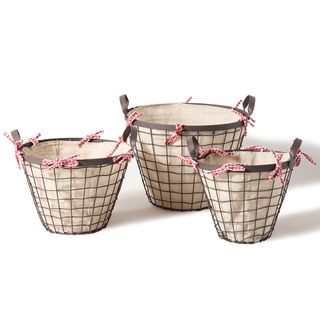 Adeco Bucket shaped Rustic Iron Baskets (set Of 3)