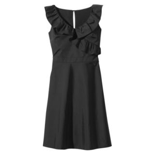 TEVOLIO Womens Plus Size Taffeta V Neck Ruffle Dress   Ebony   20W