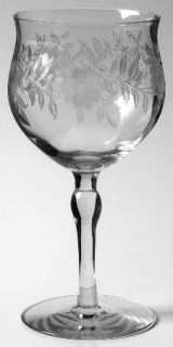 Unknown Crystal Unk6904 Water Goblet   Clear,Optic,Etched Flowers&Leaves