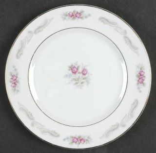 Crest Wood Bridal Rose Bread & Butter Plate, Fine China Dinnerware   Pink Roses,