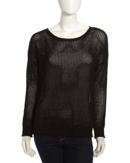 Net Crochet Sweater, Black
