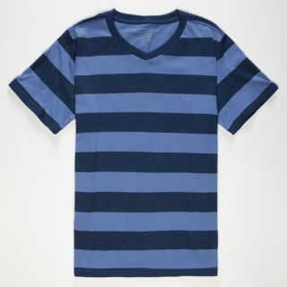 Rugby Stripe Boys T Shirt Blue/Navy In Sizes Small, Large, Medium, X