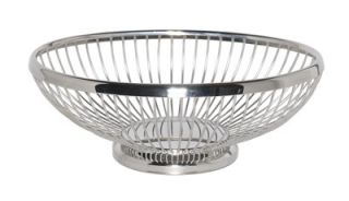 Service Ideas 9 in Oval Wire Basket w/ Weighted Base, Polished Stainless