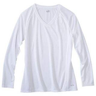 C9 by Champion Womens Long Sleeve V Neck Tech Tee   True White S