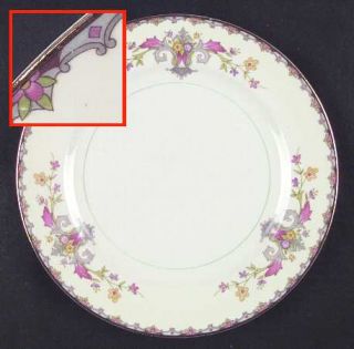 Pope Gosser Countess Dinner Plate, Fine China Dinnerware   Florals & Scrolls Rim