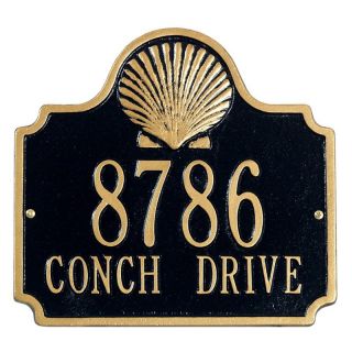 Whitehall Conch 2 line Standard Wall Plaque Blue/Gold   5130DG