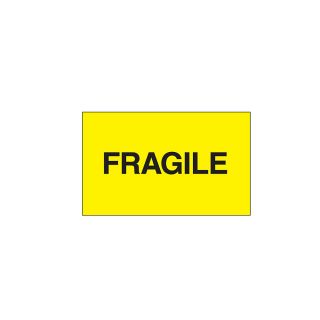 Fragile Labels   3X5   Fragile   Bright Yellow
