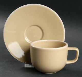 Sasaki China Colorstone Wheat (Texture,Glossy) Flat Cup & Saucer Set, Fine China