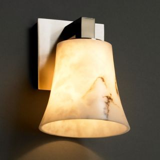 1 light Brushed Nickel With Faux Alabaster Wall Sconce