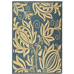 Indoor/ Outdoor Andros Blue/ Natural Rug (53 X 77) (BluePattern FloralMeasures 0.25 inch thickTip We recommend the use of a non skid pad to keep the rug in place on smooth surfaces.All rug sizes are approximate. Due to the difference of monitor colors, 