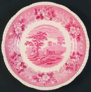 Adams China English Scenic Pink (Older Cream) Luncheon Plate, Fine China Dinnerw