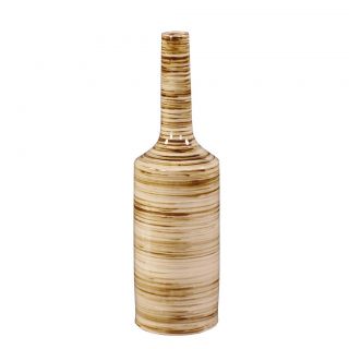Large Beige With Brown Stripes Glazed Ceramic Vase