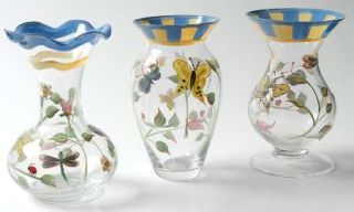 Lenox Butterfly Meadow Handpainted Set of 3 6 Vase (VASCR6,VAS6,CVAS6F)   Multi
